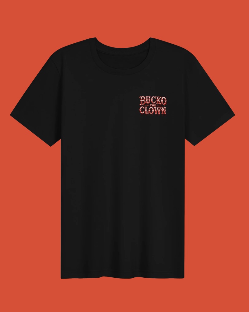 Black Bucko t-shirt, front with small chest logo